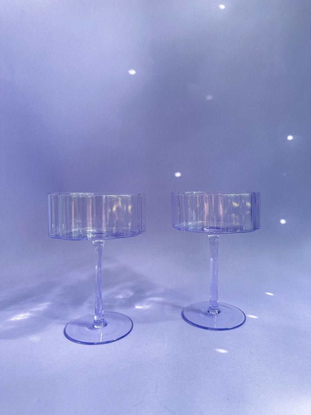 Lilac Purple Glass Large Champagne / Sparkling Coupes